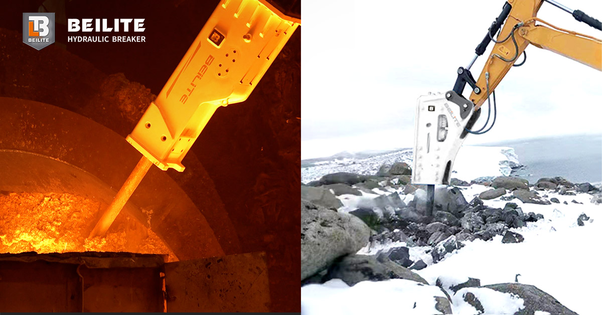 Excavator hydraulic breakers under two different temperature work condition Excavator hydraulic breakers under two different temperature work condition