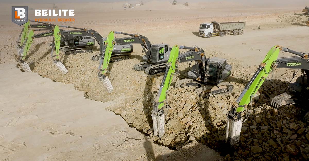 Hydraulic breaker for foundation excavation of hard rock and boulders Hydraulic breaker for foundation excavation of hard rock and boulders